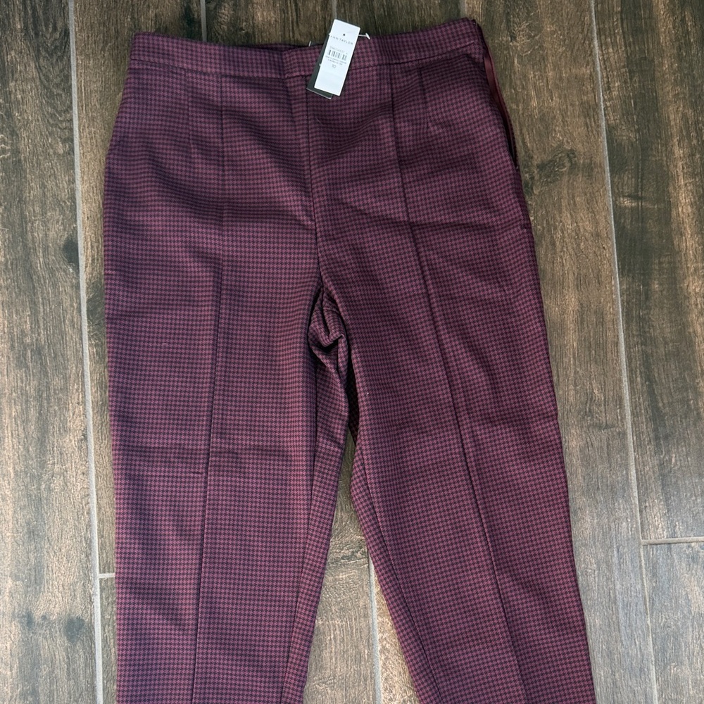 Women’s Ann Taylor Natalie Burgundy Check Dress Pants